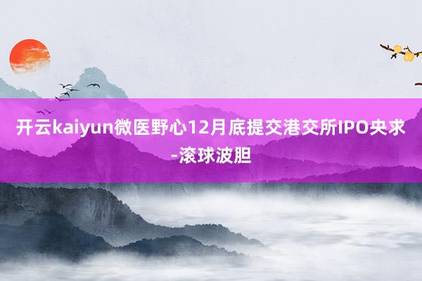开云kaiyun微医野心12月底提交港交所IPO央求-滚球波胆