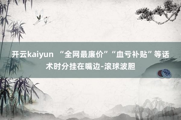 开云kaiyun  “全网最廉价”“血亏补贴”等话术时分挂在嘴边-滚球波胆