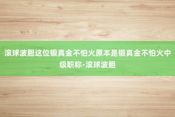 滚球波胆这位锻真金不怕火原本是锻真金不怕火中级职称-滚球波胆