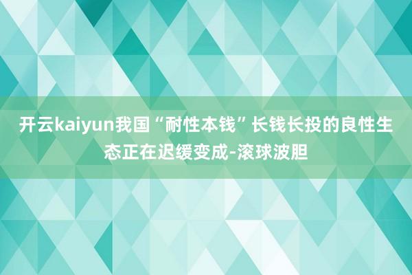 开云kaiyun我国“耐性本钱”长钱长投的良性生态正在迟缓变成-滚球波胆