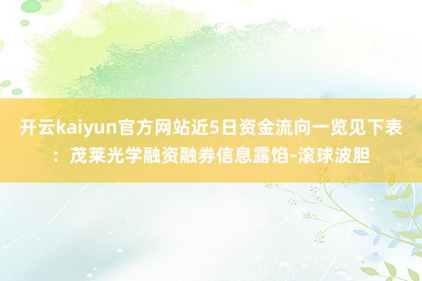 开云kaiyun官方网站近5日资金流向一览见下表：茂莱光学融资融券信息露馅-滚球波胆