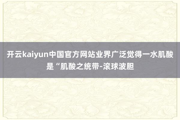 开云kaiyun中国官方网站业界广泛觉得一水肌酸是“肌酸之统带-滚球波胆
