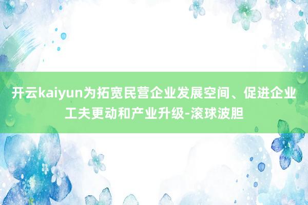 开云kaiyun为拓宽民营企业发展空间、促进企业工夫更动和产业升级-滚球波胆