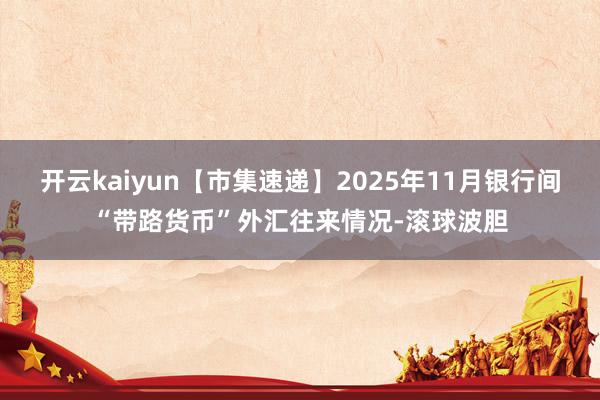 开云kaiyun【市集速递】2025年11月银行间“带路货币”外汇往来情况-滚球波胆